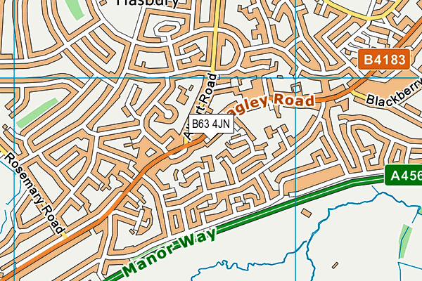 B63 4JN map - OS VectorMap District (Ordnance Survey)