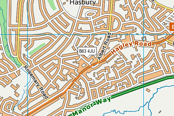 B63 4JU map - OS VectorMap District (Ordnance Survey)