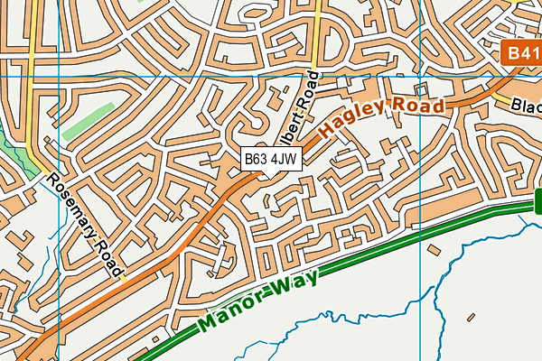 B63 4JW map - OS VectorMap District (Ordnance Survey)