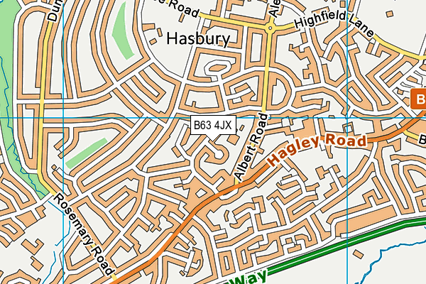 B63 4JX map - OS VectorMap District (Ordnance Survey)
