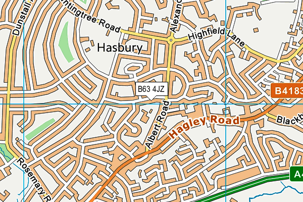 B63 4JZ map - OS VectorMap District (Ordnance Survey)