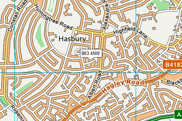 B63 4NW map - OS VectorMap District (Ordnance Survey)