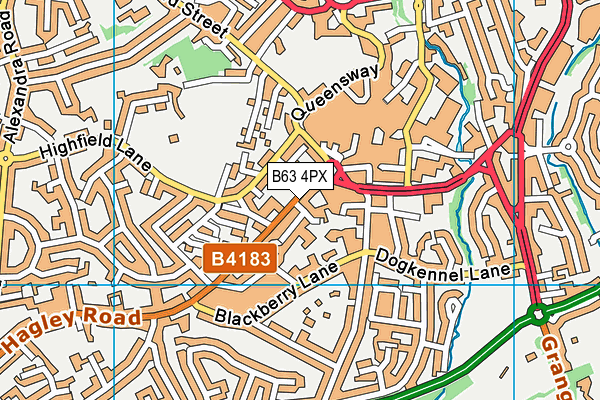 B63 4PX map - OS VectorMap District (Ordnance Survey)