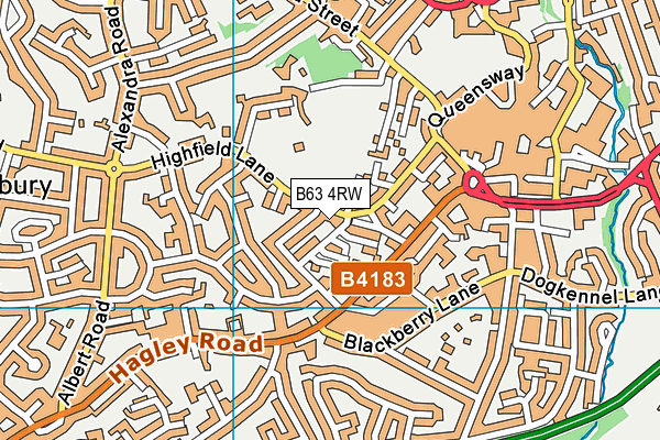 B63 4RW map - OS VectorMap District (Ordnance Survey)