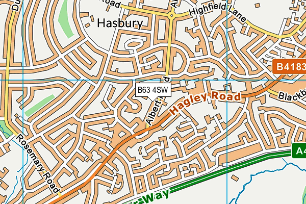 B63 4SW map - OS VectorMap District (Ordnance Survey)