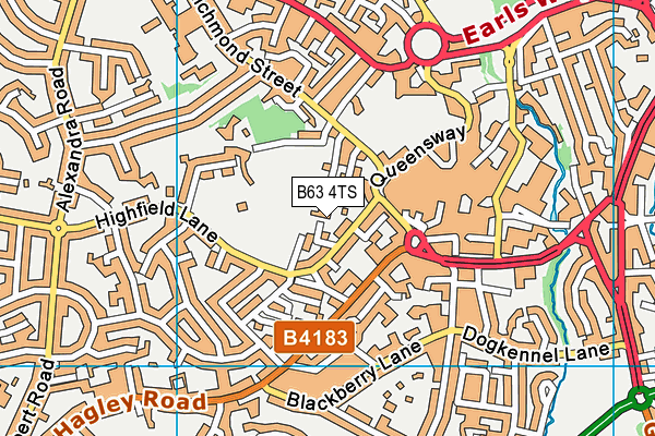 B63 4TS map - OS VectorMap District (Ordnance Survey)