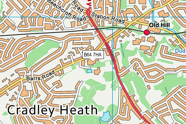 Haden Hill Leisure Centre map (B64 7HA) - OS VectorMap District (Ordnance Survey)