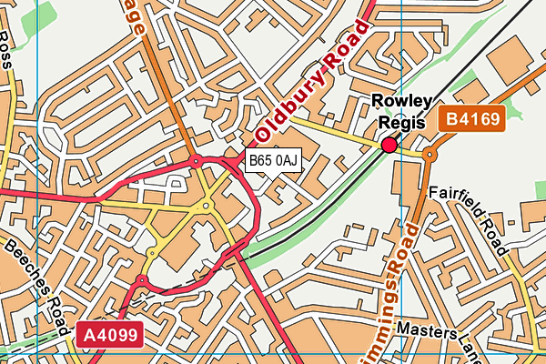 B65 0AJ map - OS VectorMap District (Ordnance Survey)