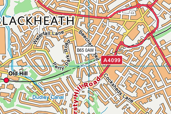 B65 0AW map - OS VectorMap District (Ordnance Survey)