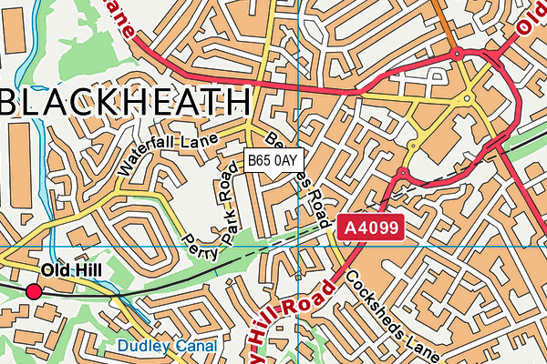 B65 0AY map - OS VectorMap District (Ordnance Survey)