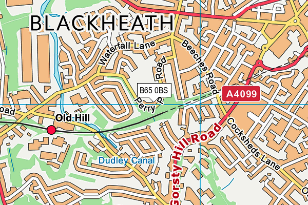 B65 0BS map - OS VectorMap District (Ordnance Survey)