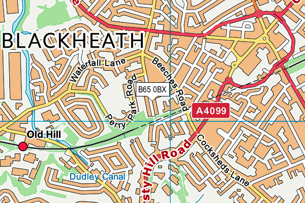 B65 0BX map - OS VectorMap District (Ordnance Survey)