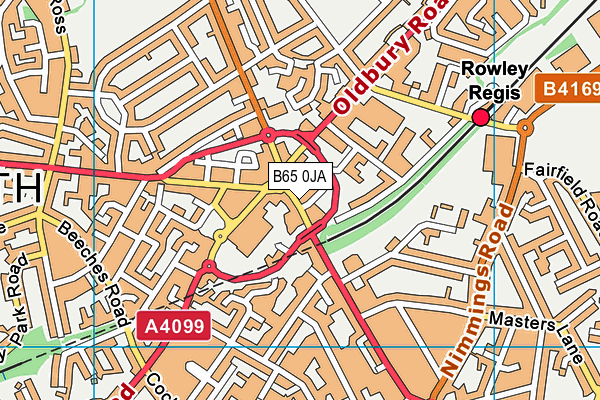 B65 0JA map - OS VectorMap District (Ordnance Survey)