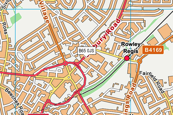 B65 0JS map - OS VectorMap District (Ordnance Survey)