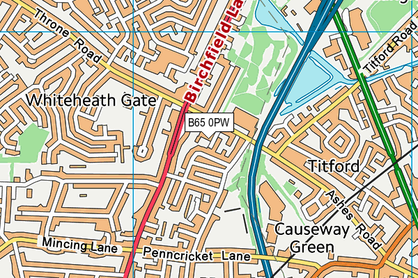 B65 0PW map - OS VectorMap District (Ordnance Survey)