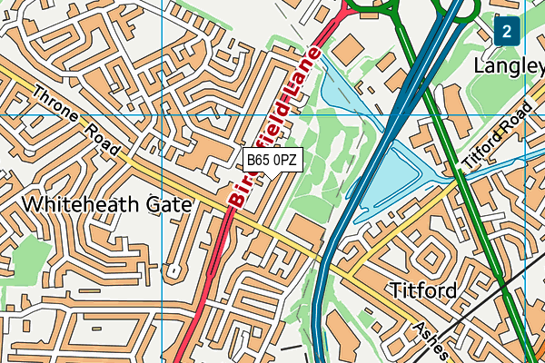 B65 0PZ map - OS VectorMap District (Ordnance Survey)