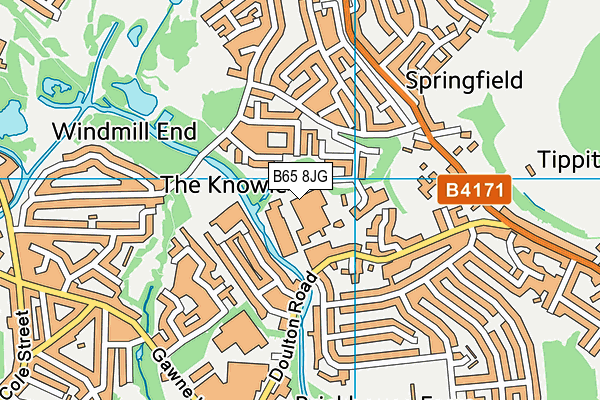 B65 8JG map - OS VectorMap District (Ordnance Survey)