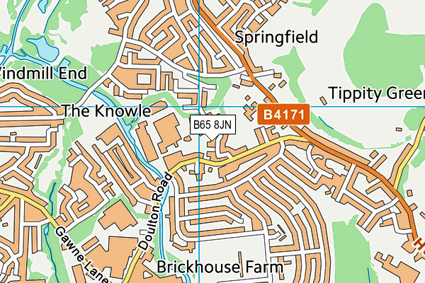 B65 8JN map - OS VectorMap District (Ordnance Survey)