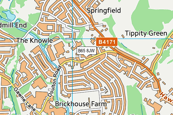 B65 8JW map - OS VectorMap District (Ordnance Survey)