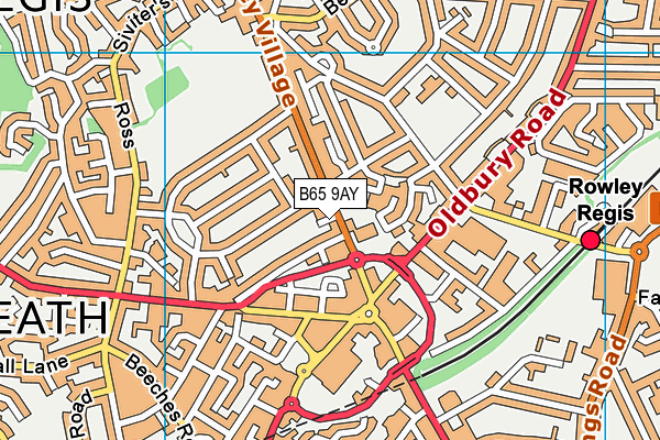 B65 9AY map - OS VectorMap District (Ordnance Survey)