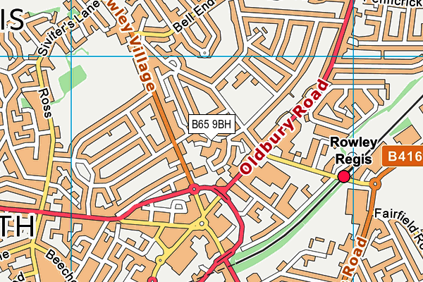 B65 9BH map - OS VectorMap District (Ordnance Survey)