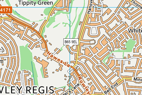 B65 9EL map - OS VectorMap District (Ordnance Survey)