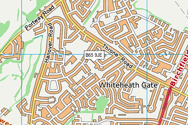 B65 9JE map - OS VectorMap District (Ordnance Survey)