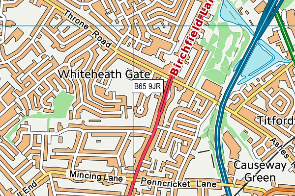 B65 9JR map - OS VectorMap District (Ordnance Survey)