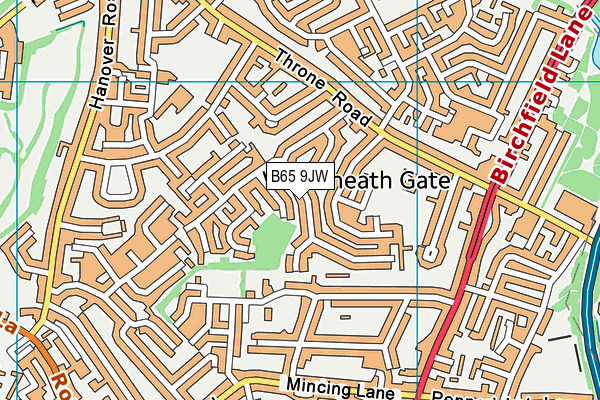 B65 9JW map - OS VectorMap District (Ordnance Survey)