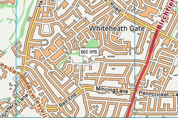 B65 9PB map - OS VectorMap District (Ordnance Survey)