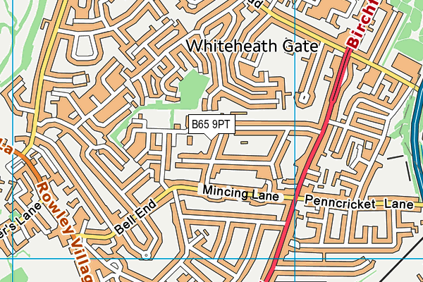 B65 9PT map - OS VectorMap District (Ordnance Survey)