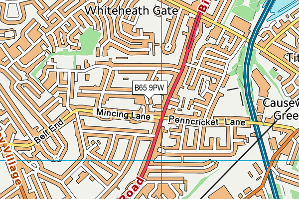 B65 9PW map - OS VectorMap District (Ordnance Survey)