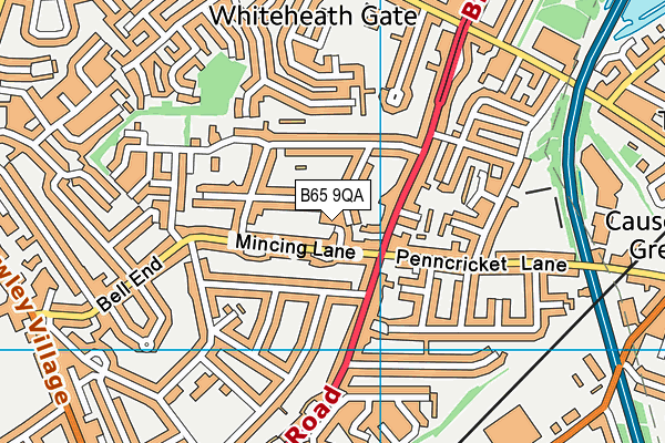 B65 9QA map - OS VectorMap District (Ordnance Survey)