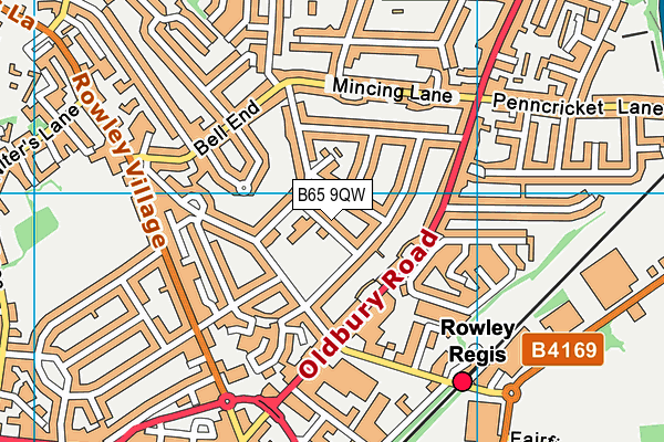 B65 9QW map - OS VectorMap District (Ordnance Survey)