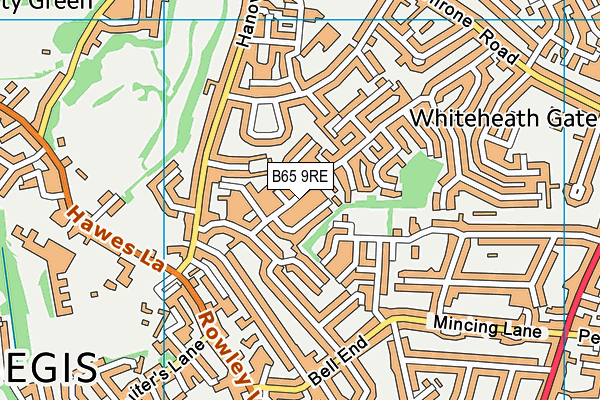 B65 9RE map - OS VectorMap District (Ordnance Survey)