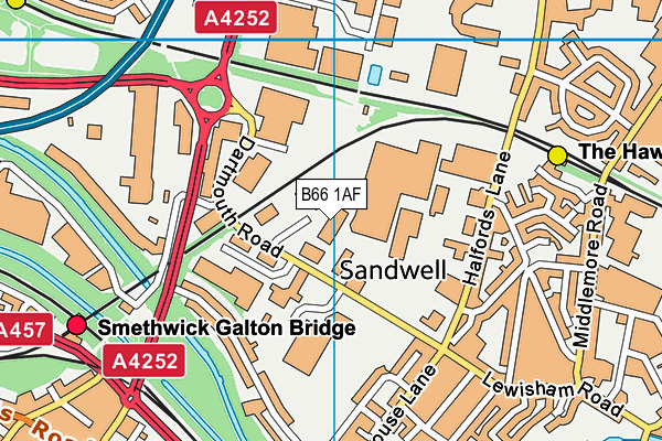 B66 1AF map - OS VectorMap District (Ordnance Survey)