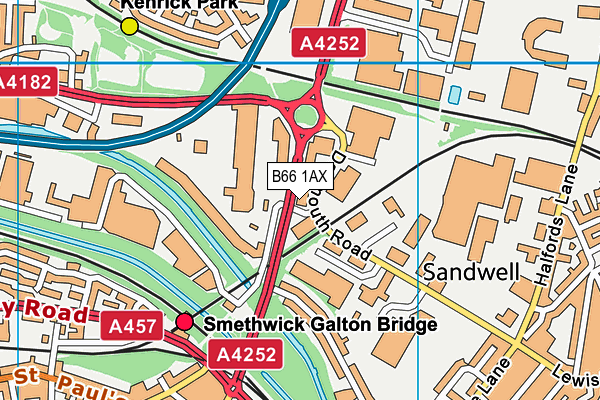 B66 1AX map - OS VectorMap District (Ordnance Survey)