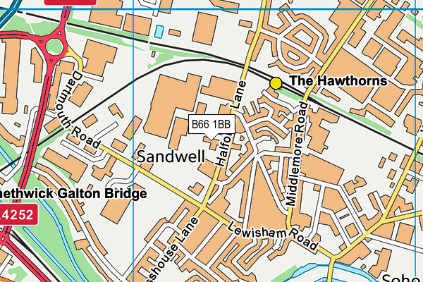 B66 1BB map - OS VectorMap District (Ordnance Survey)