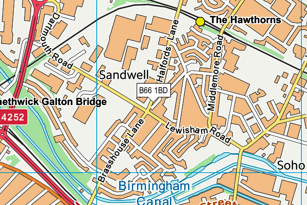 B66 1BD map - OS VectorMap District (Ordnance Survey)