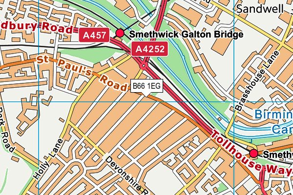 B66 1EG map - OS VectorMap District (Ordnance Survey)