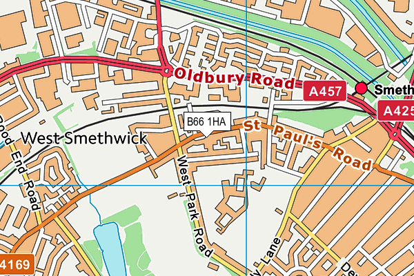 B66 1HA map - OS VectorMap District (Ordnance Survey)