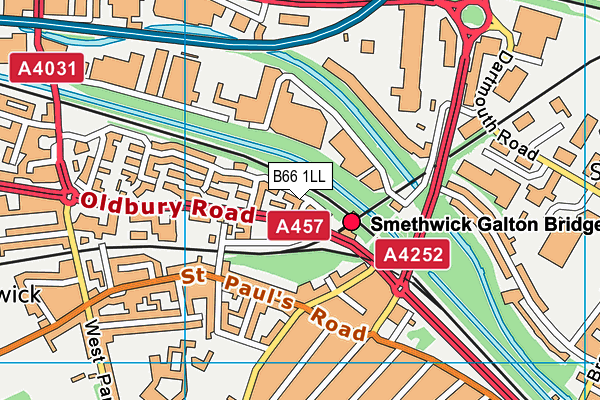 B66 1LL map - OS VectorMap District (Ordnance Survey)