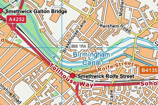 B66 1RA map - OS VectorMap District (Ordnance Survey)