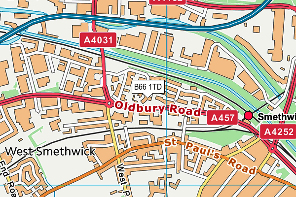 B66 1TD map - OS VectorMap District (Ordnance Survey)