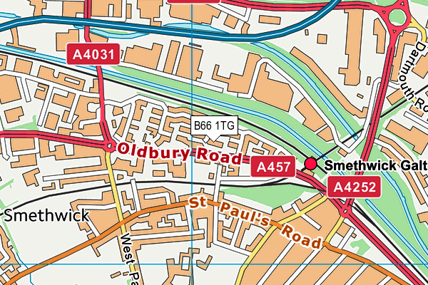 B66 1TG map - OS VectorMap District (Ordnance Survey)