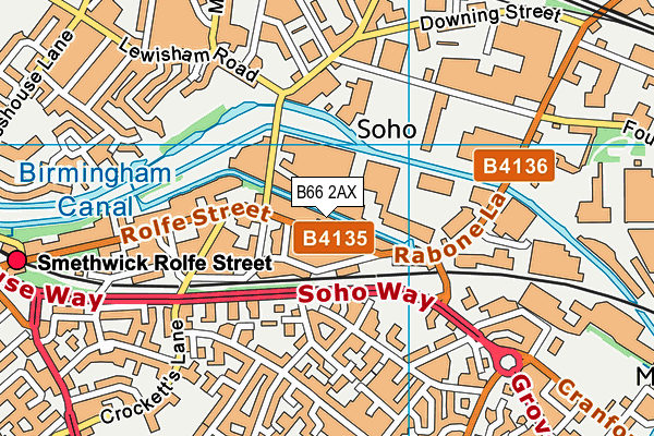 B66 2AX map - OS VectorMap District (Ordnance Survey)