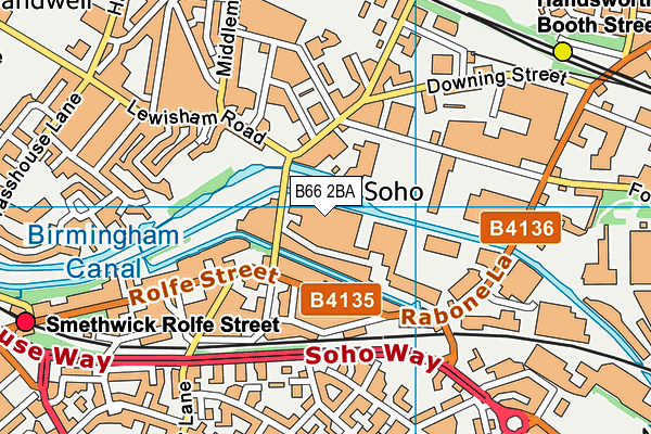 B66 2BA map - OS VectorMap District (Ordnance Survey)