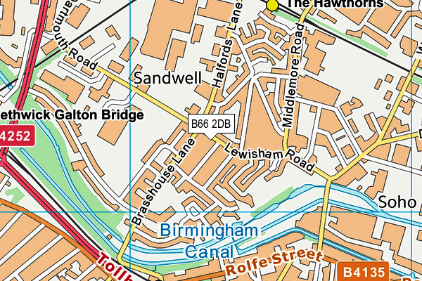 B66 2DB map - OS VectorMap District (Ordnance Survey)