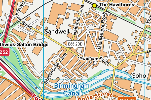 B66 2DD map - OS VectorMap District (Ordnance Survey)