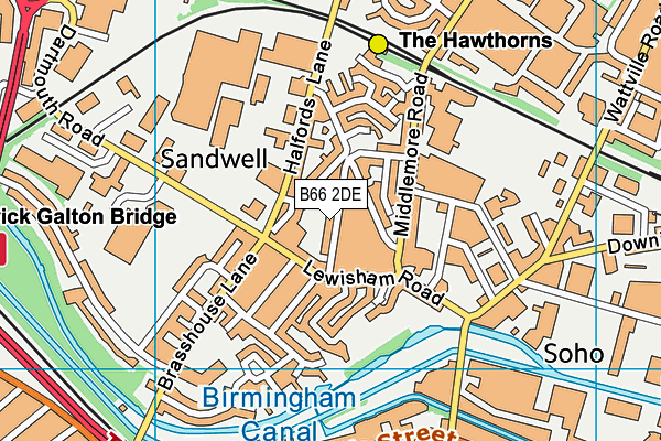 B66 2DE map - OS VectorMap District (Ordnance Survey)